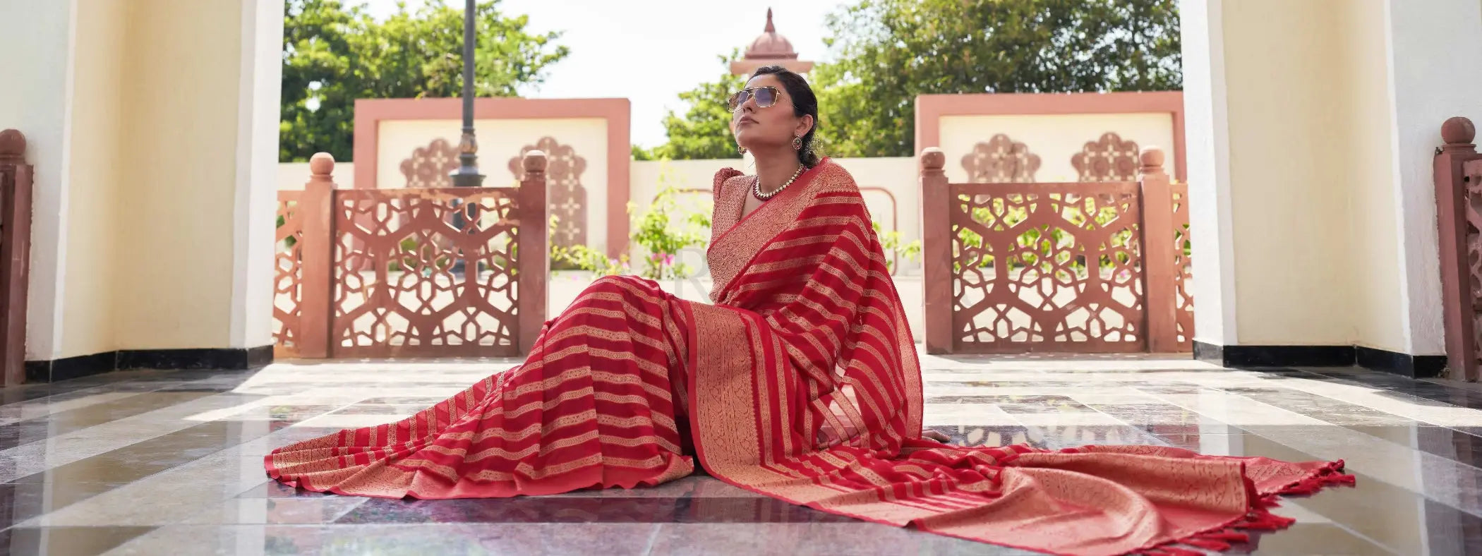 slim fit dress slacks Pure Tussar Silk Banarasi Dress material — The Handlooms main image 1
