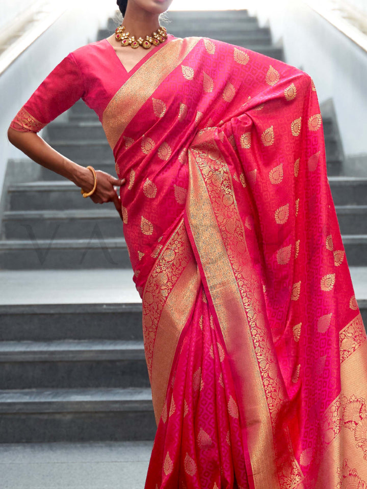 This Crimson Red–Gold Satin Silk saree is crafted with intricate woven zari accents, ideal for receptions, festive wear, and ethnic elegance. A timeless drape with regal charm. SKU 179002. This Crimson Red–Gold Satin Silk saree is crafted with intricate woven zari accents, ideal for receptions, festive wear, and ethnic elegance. A timeless drape with regal charm. SKU 179002.