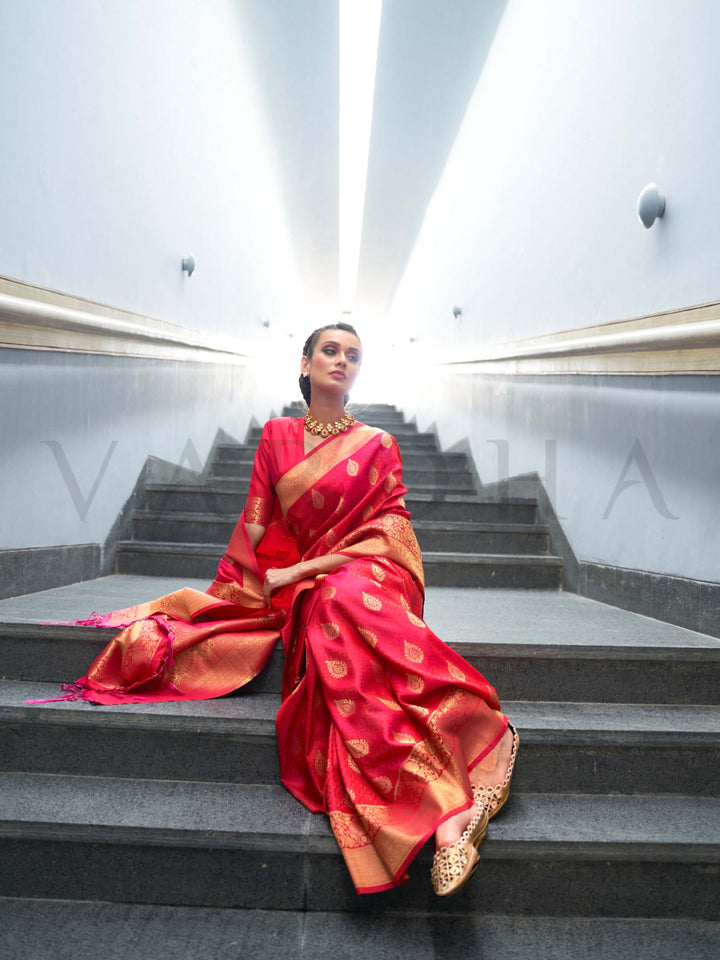 satin silk saree zari woven saree festive ethnic saree two-tone silk saree wedding saree pooja saree elegant silk drape bridal silk saree traditional motif saree sangeet saree engagement outfit gold zari saree trending ethnic sarees 2025 occasion sarees online handwoven look saree rich pallu saree bridal function saree royal look saree smooth satin saree contrast border saree