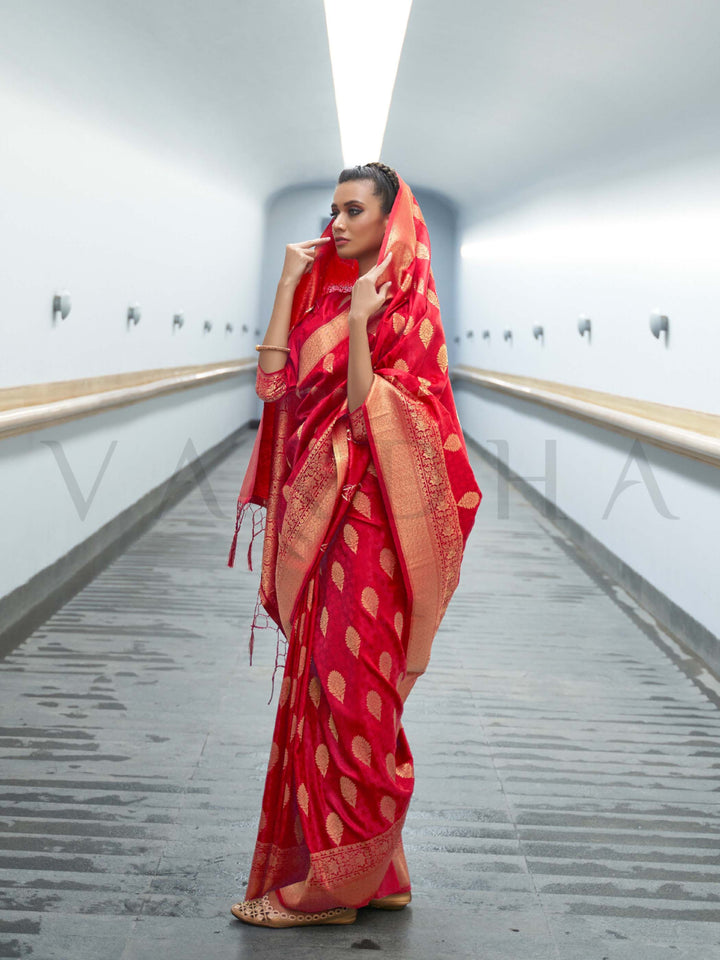 satin silk saree zari woven saree festive ethnic saree two-tone silk saree wedding saree pooja saree elegant silk drape bridal silk saree traditional motif saree sangeet saree engagement outfit gold zari saree trending ethnic sarees 2025 occasion sarees online handwoven look saree rich pallu saree bridal function saree royal look saree smooth satin saree contrast border saree