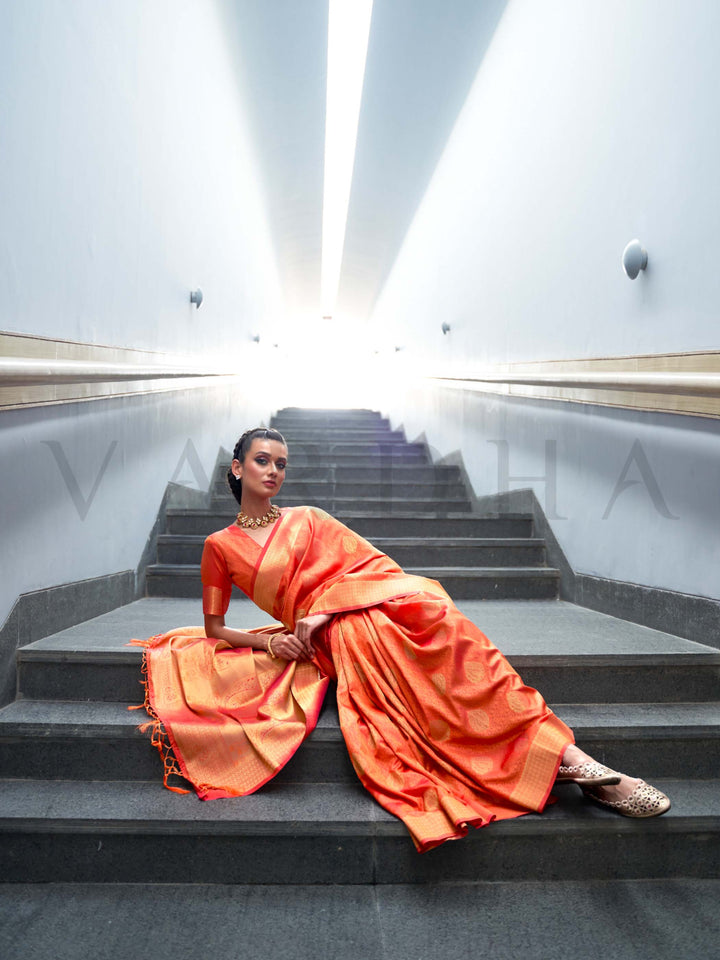 satin silk saree zari woven saree festive ethnic saree two-tone silk saree wedding saree pooja saree elegant silk drape bridal silk saree traditional motif saree sangeet saree engagement outfit gold zari saree trending ethnic sarees 2025 occasion sarees online handwoven look saree rich pallu saree bridal function saree royal look saree smooth satin saree contrast border saree