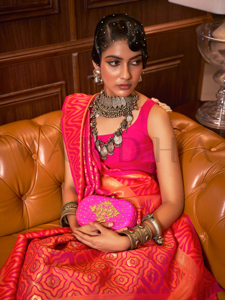 kanjivaram silk saree bridal saree reception silk saree zari woven saree wedding kanjivaram temple pallu saree heritage silk saree traditional silk drape regal indian saree banarasi look silk geometric border saree bold pallu silk gold motif saree sangeet silk saree bridesmaid silk saree festive kanjivaram silk royal look saree cultural drape silk