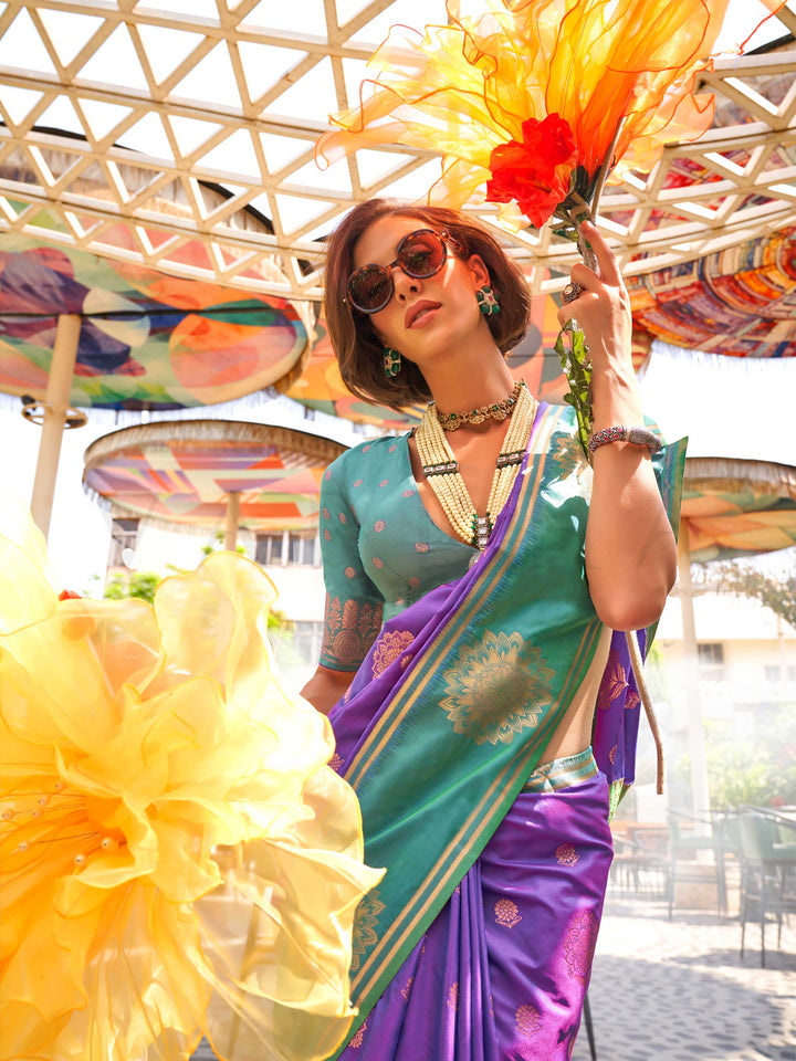 satin silk saree two tone saree zari border saree festive wear saree mandala woven saree contrast pallu saree vibrant ethnic saree luxurious party saree