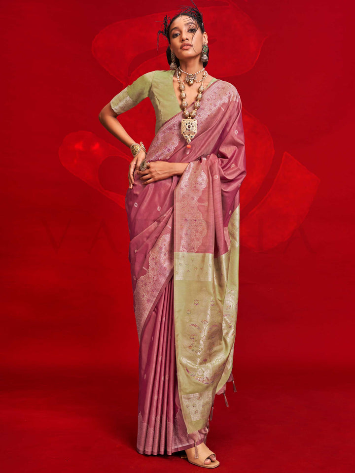 Kontessa Roycce Tussar Silk Handloom Saree – Elegant Designer Saree with Ikkat Pallu for Festive & Wedding Wear, Experience the luxury of the Kontessa Roycce Tussar Silk Handloom Saree, crafted with exquisite ikkat pallu & contrast blouse. A masterpiece in handwoven elegance, perfect for weddings & grand celebrations.