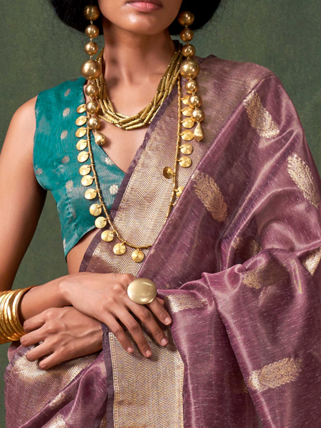 Plum Purple Paithani Banarasi Tissue Silk Saree with Zari