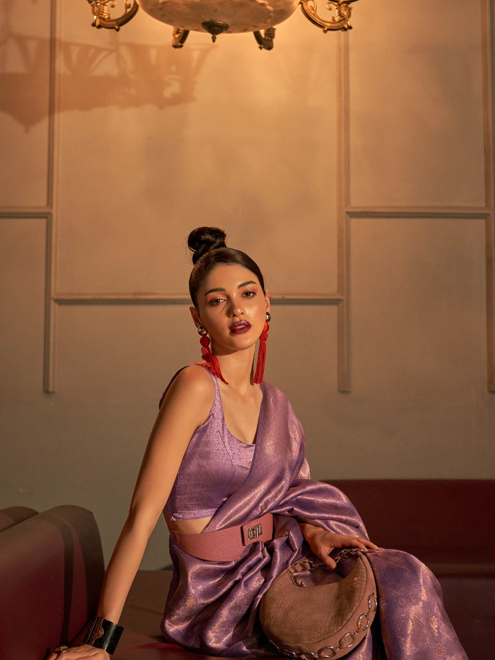 lilac kanjivaram silk saree lavender zari woven saree pastel bridal silk