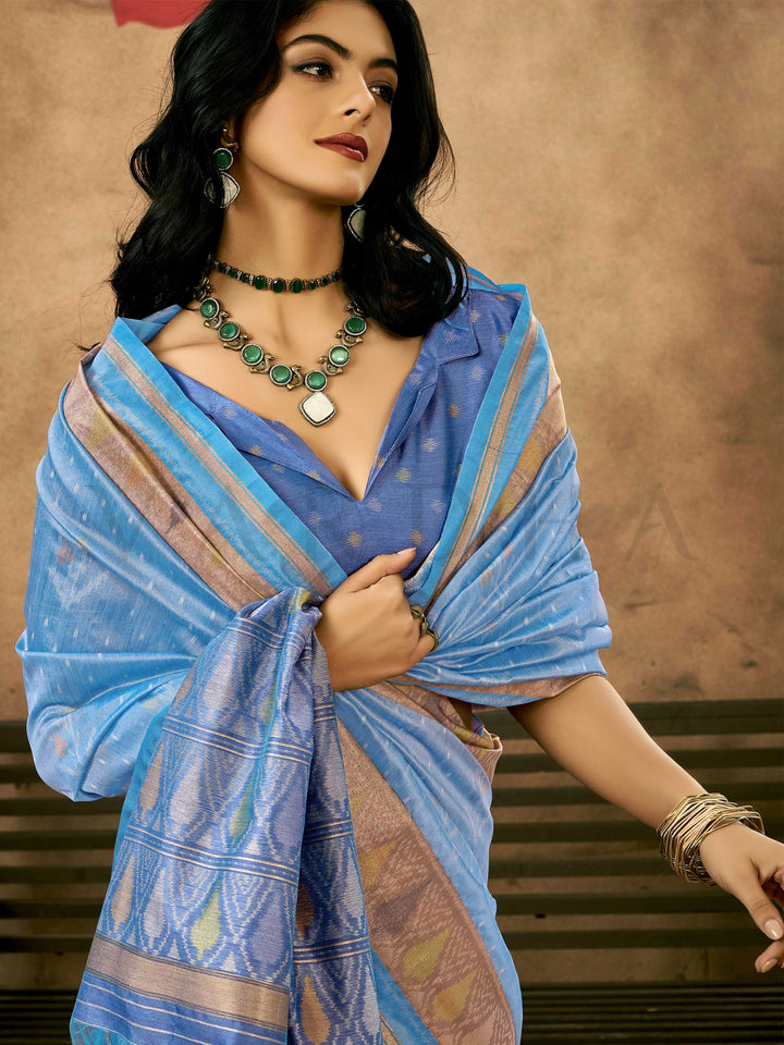 Banarasi Sarees Silk Sarees Blue Festive Vows Wedding Blue Krystal ARTICLE Sky Blue