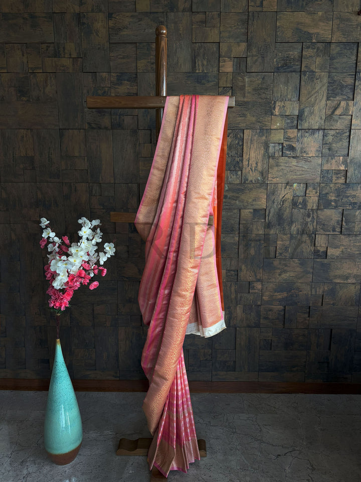 Off White Tanchoi Silk Saree with Handwoven Brocade and Satin Finish – Wedding Wear