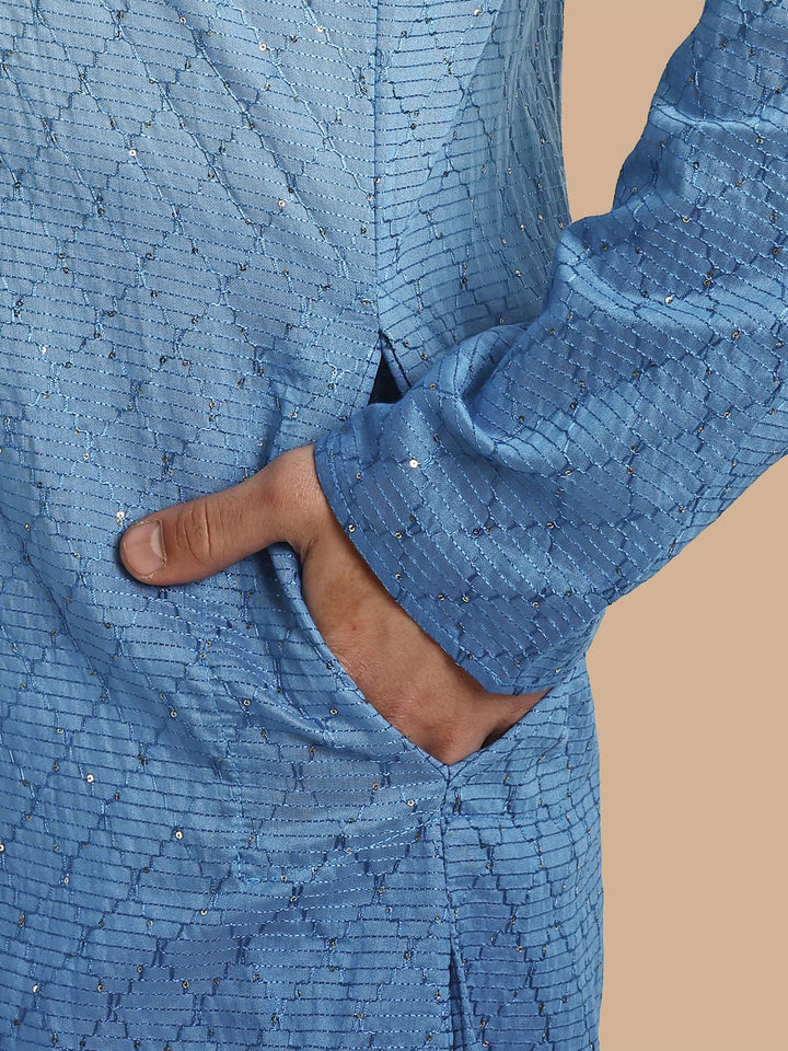 Cuff detail showing embroidery and sleeve texture on soft cotton festive men’s kurta