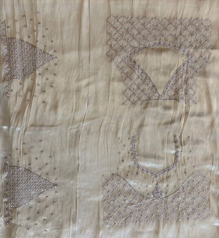 Decorative fabric with embroidered patterns on a beige background Perfect for Reception & Bridal Celebrations