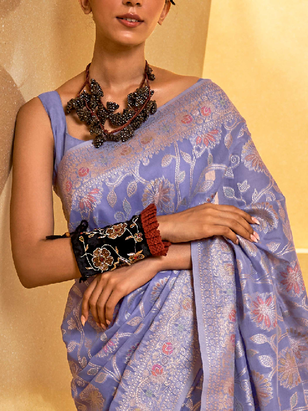 Lavender Purple Saree, Chikankari Saree, Designer Saree, Wedding Saree, Traditional Saree Online, Luxury Saree, Bridal Saree, Lucknowi Saree Buy Lavender Purple Lucknowi Chikankari Weaving Saree – Elegant Ethnic Wear