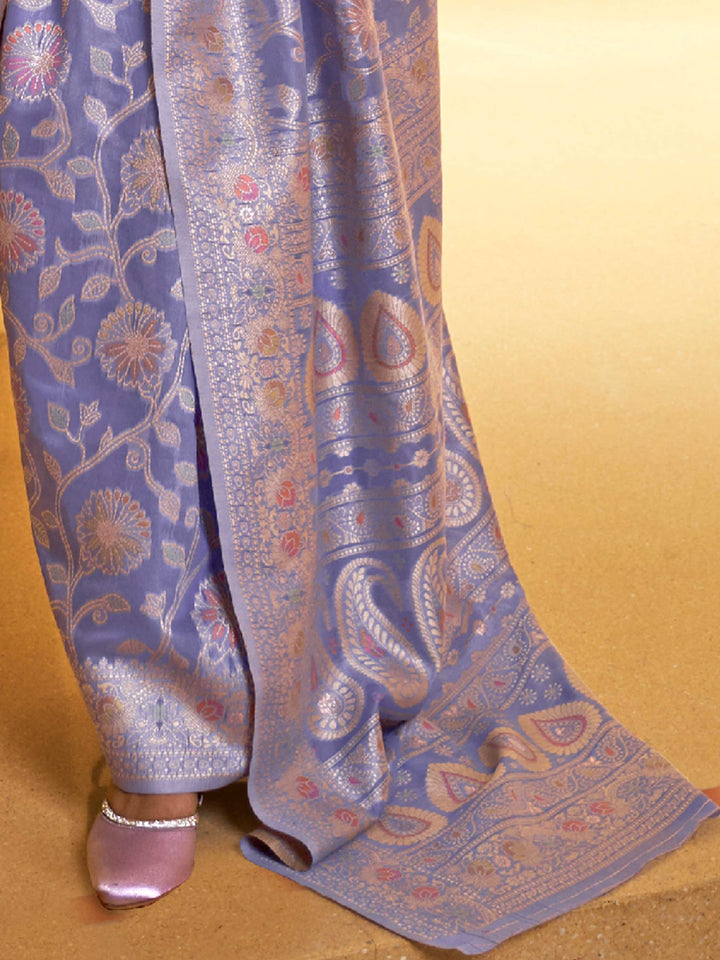 Lavender Purple Saree, Lucknowi Chikankari Saree, Wedding Saree, Chikankari Weaving Saree, Designer Saree, Bridal Saree, Festive Saree, Luxury Saree, Indian Traditional Saree, Ethnic Saree