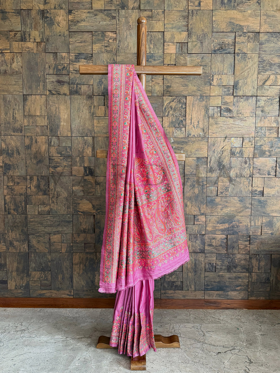 Luxurious lilac raw silk saree with intricate embossed thread work, blending tradition with contemporary elegance.