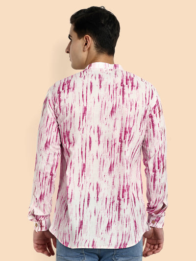 Pink Printed Men's Short Kurta