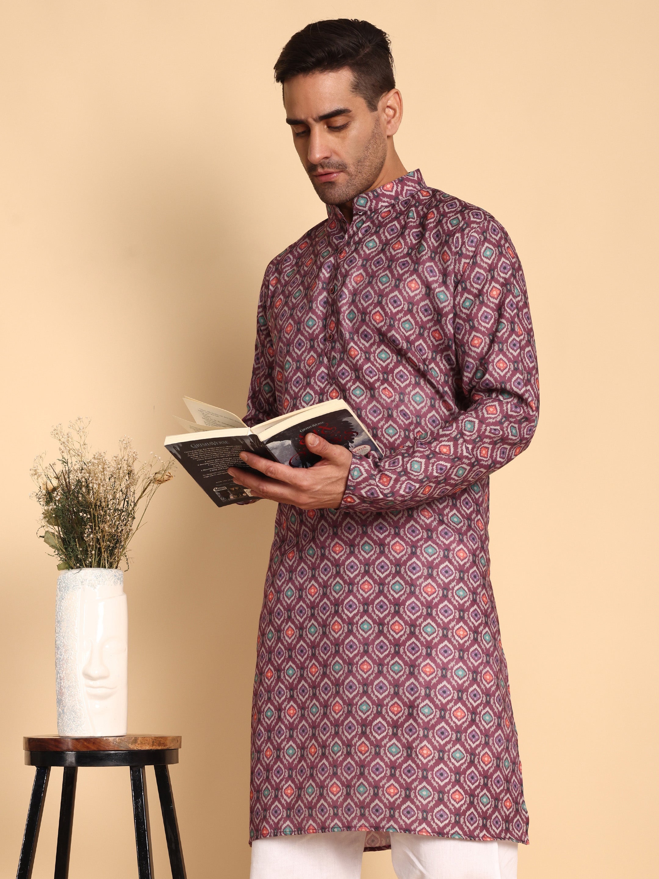 Mushq Cotton Embroidered Men Kurtas - Black MQ21MM 02 Caviar