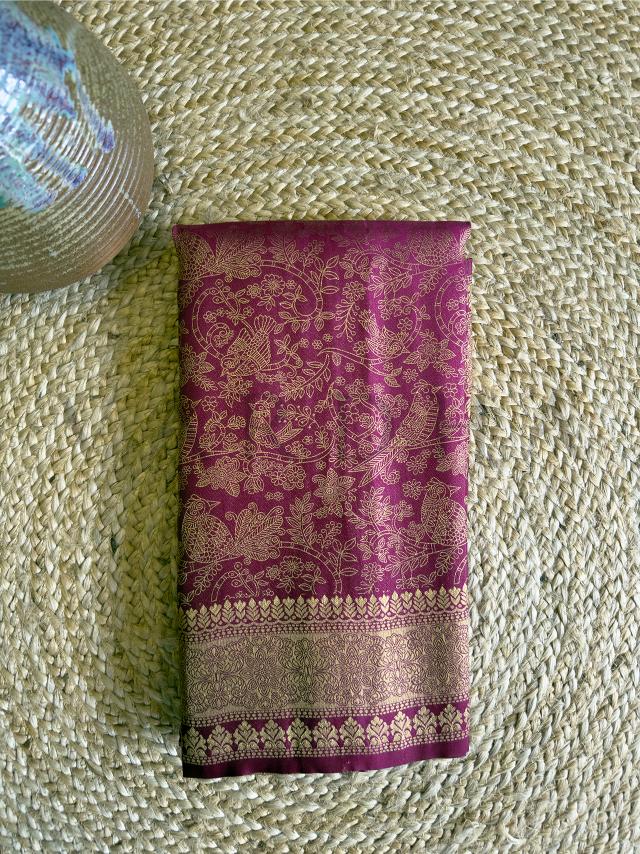Magenta Silk Saree - Kanjivaram Saree - Zari Woven Saree - Festive Saree - Traditional Silk Saree - Wedding Saree Online - Temple Border Saree - Rich Pallu Silk Saree - Sangeet Saree - South Indian Saree - Luxury Kanjivaram - Brocade Blouse Saree - Gold Zari Saree - Designer Kanjivaram Silk - Handwoven Look Saree - Bridal Kanjivaram Saree - Traditional Motif Saree - Party Silk Saree - Buy Kanjivaram Sarees - Festive Ethnic Wear