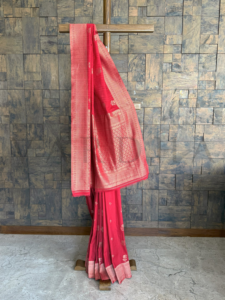 Viva Magenta Tussar Silk Saree with Zari Border
