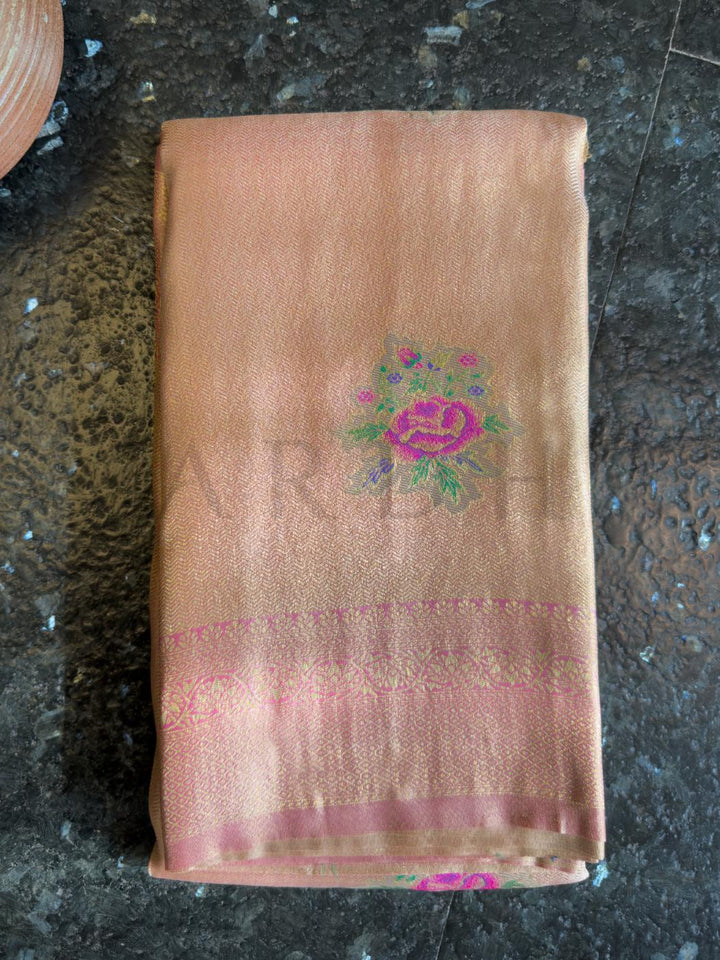 Cream Kalamkari Art Silk Saree with Woven Zari Work