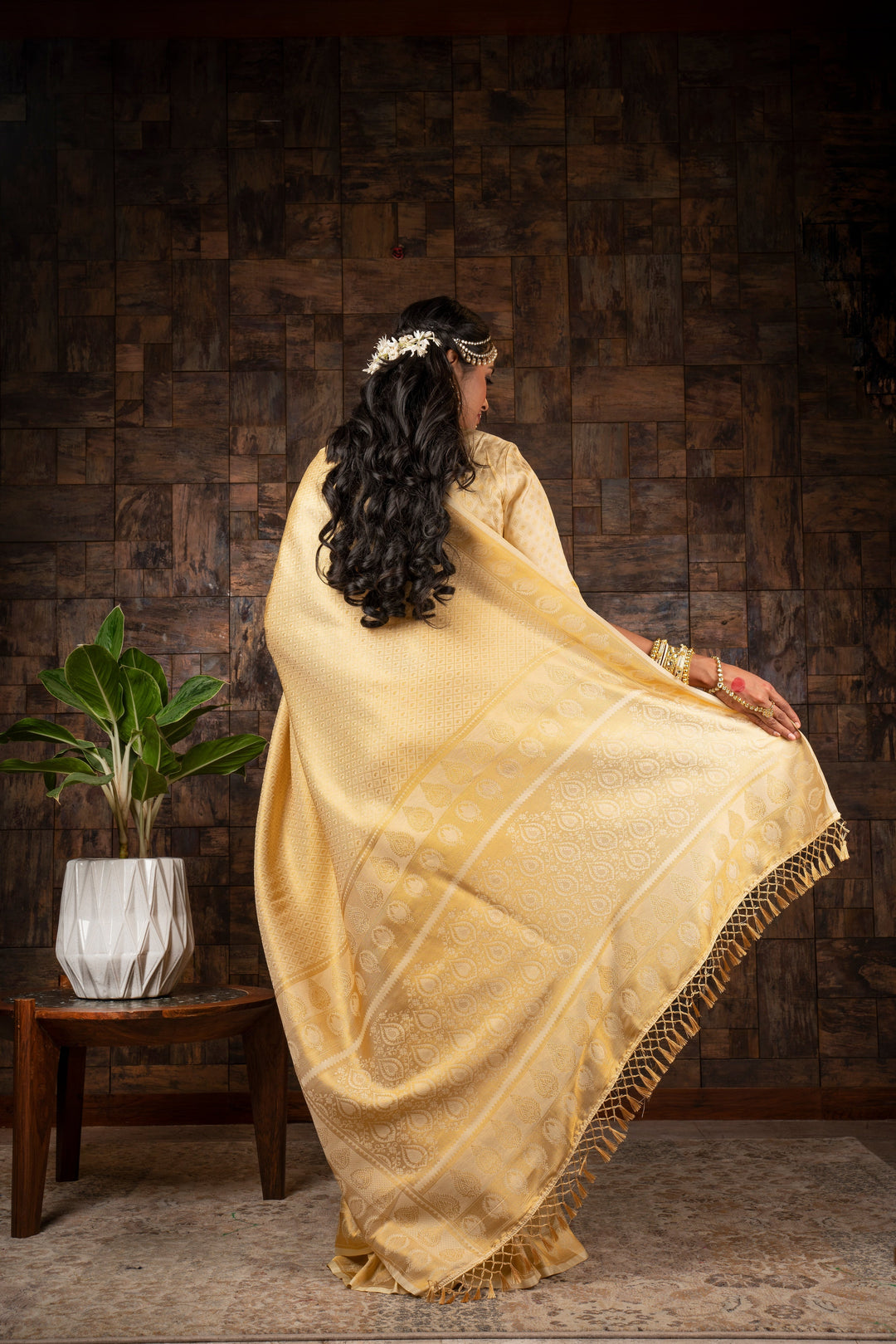 Gardenia Cream Golden Zari Kanjivaram Silk Saree