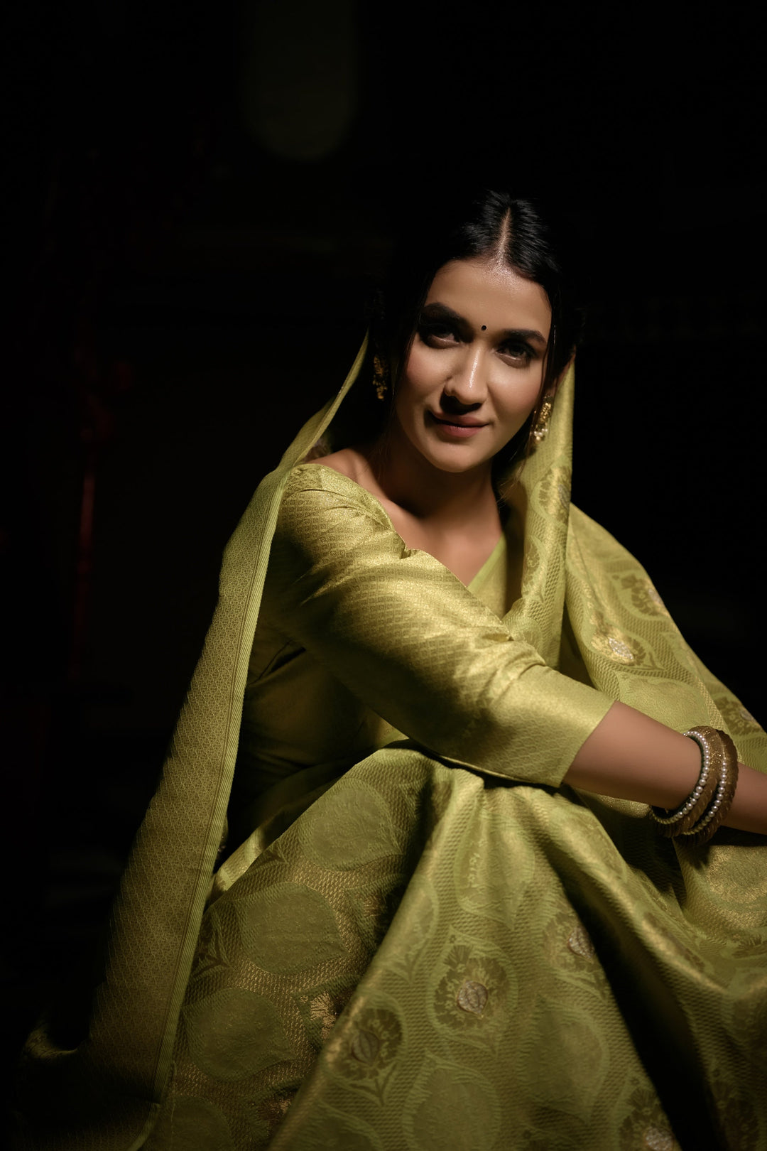 Jade Green Copper-Silver Zari Kanjivaram Silk Saree