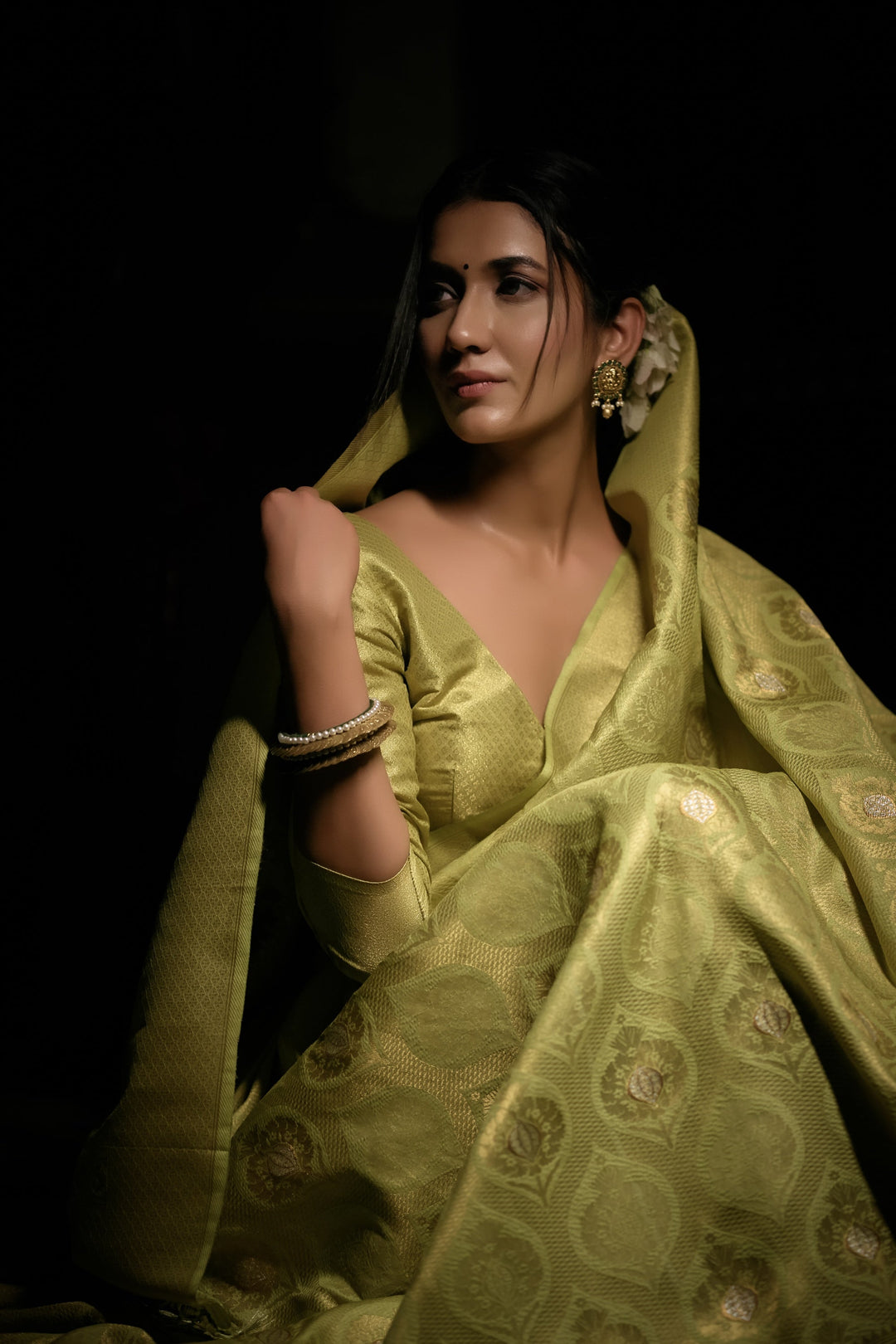 Jade Green Copper-Silver Zari Kanjivaram Silk Saree