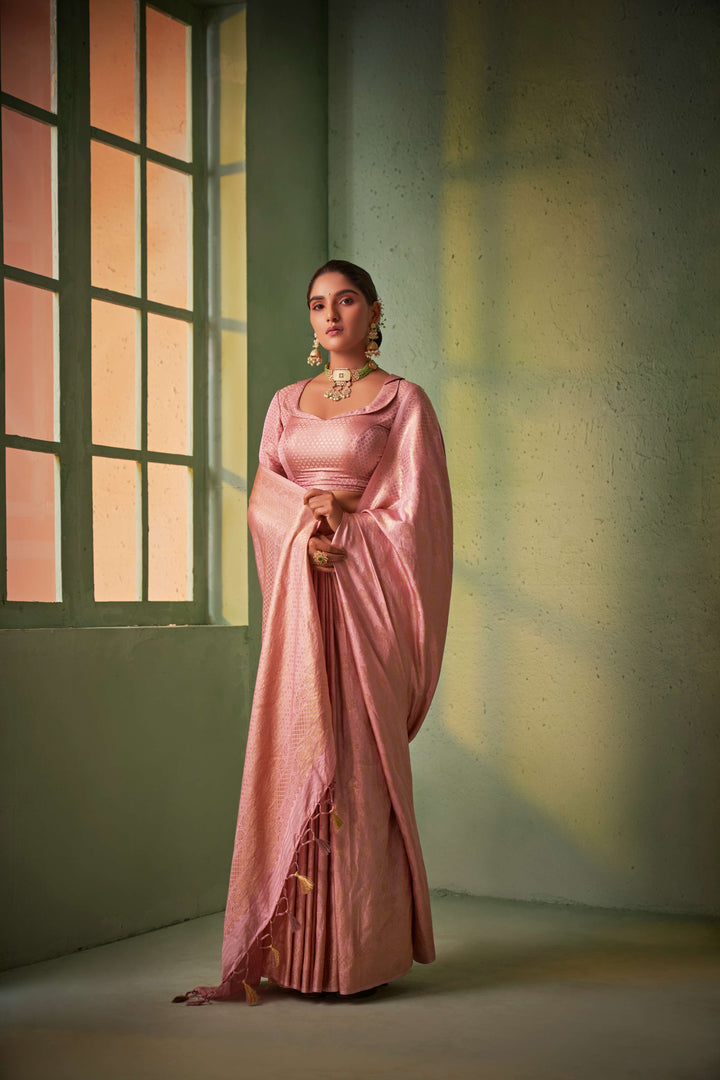 Pastel Pear Gold Zari Kanjivaram Silk Saree