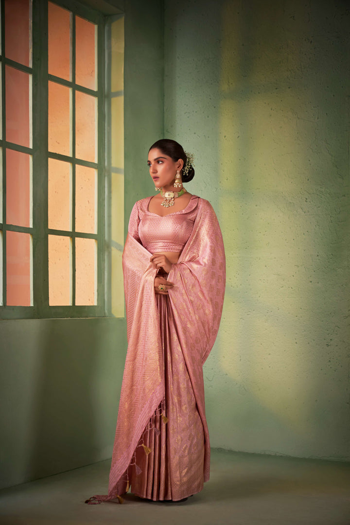 Pastel Pear Gold Zari Kanjivaram Silk Saree
