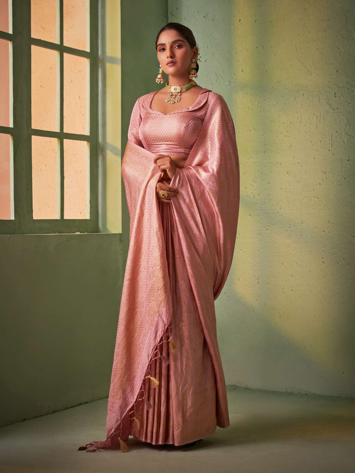Pastel Pear Gold Zari Kanjivaram Silk Saree