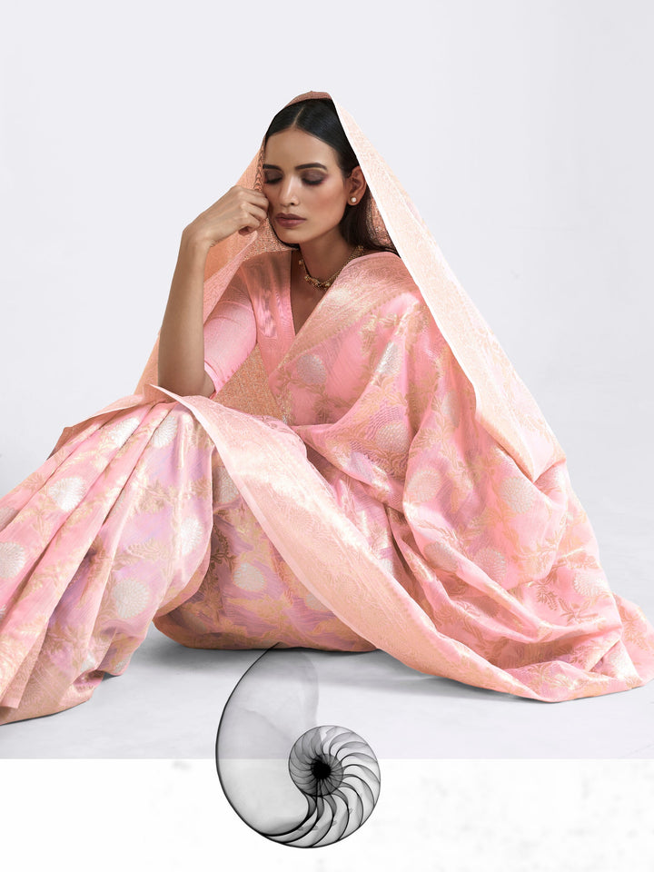 Pastel Pink Linen Linen Saree