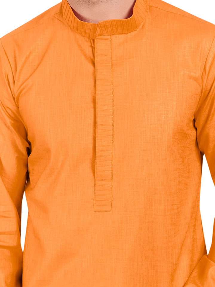 Nectarine Straight Cotton Kurta Set for Weddings & Celebrations – Full Sleeves