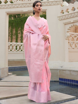 This Blush Pink–Silver Linen saree features refined woven floral motifs, perfect for haldi mornings, pooja rituals, and cultural celebrations. Crafted for breathable elegance and timeless grace. SKU 216002. This Blush Pink–Silver Linen saree features refined woven floral motifs, perfect for haldi mornings, pooja rituals, and cultural celebrations. Crafted for breathable elegance and timeless grace. SKU 216002.