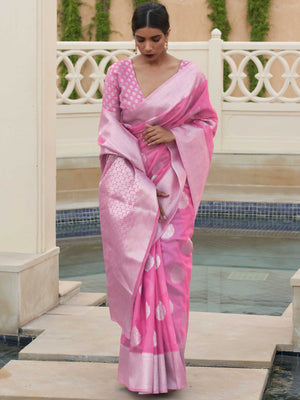 This Rose Pink–Silver Linen saree features refined woven floral motifs, perfect for haldi mornings, pooja rituals, and cultural celebrations. Crafted for breathable elegance and timeless grace. SKU 216005. This Rose Pink–Silver Linen saree features refined woven floral motifs, perfect for haldi mornings, pooja rituals, and cultural celebrations. Crafted for breathable elegance and timeless grace. SKU 216005.