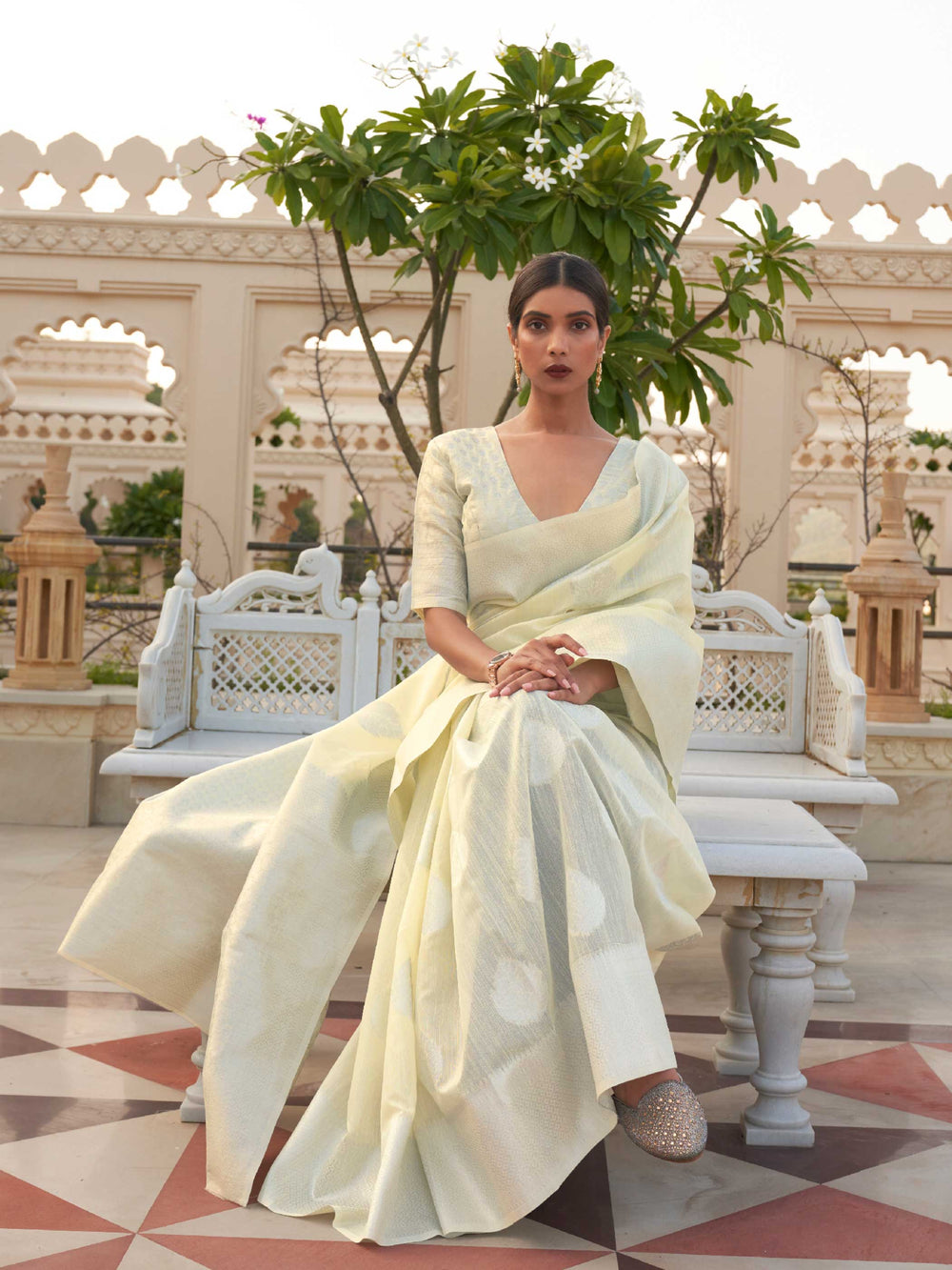 This Ivory White–Silver Linen saree features refined woven floral motifs, perfect for haldi mornings, pooja rituals, and cultural celebrations. Crafted for breathable elegance and timeless grace. SKU 216006. This Ivory White–Silver Linen saree features refined woven floral motifs, perfect for haldi mornings, pooja rituals, and cultural celebrations. Crafted for breathable elegance and timeless grace. SKU 216006.