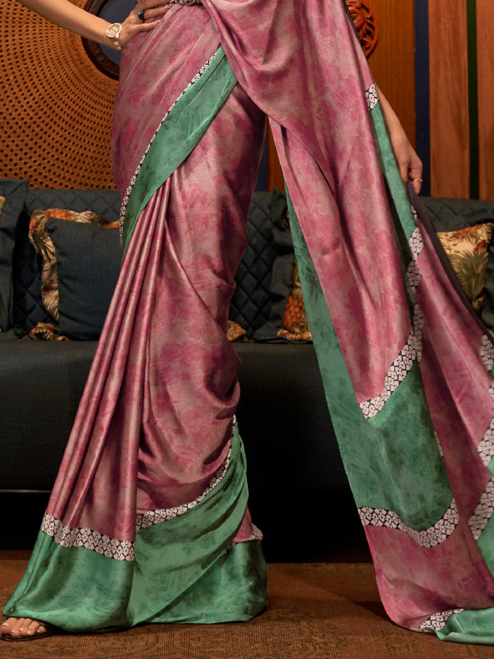Wine Bollywood Crepe Saree with Stylish Digital Print