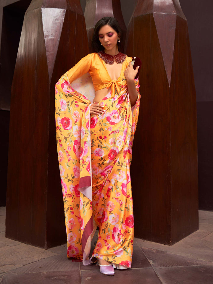 printed saree floral crepe saree satin crepe saree lightweight festive saree digital print saree saree for haldi day function saree modern mehendi saree brunch saree stylish ethnic saree pastel saree online trending floral drape organza look print saree fluid satin saree vibrant saree with floral design crepe saree under 3000 satin saree for wedding guests trendy partywear saree saree for young bridesmaids contemporary floral saree