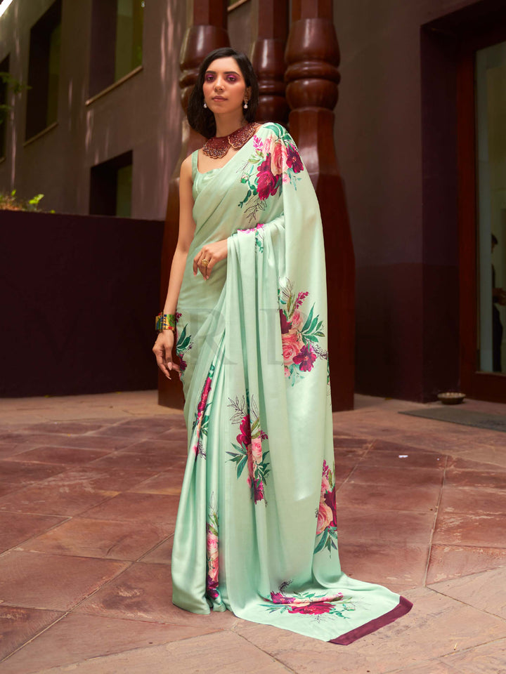 printed saree floral crepe saree satin crepe saree lightweight festive saree digital print saree saree for haldi day function saree modern mehendi saree brunch saree stylish ethnic saree pastel saree online trending floral drape organza look print saree fluid satin saree vibrant saree with floral design crepe saree under 3000 satin saree for wedding guests trendy partywear saree saree for young bridesmaids contemporary floral saree