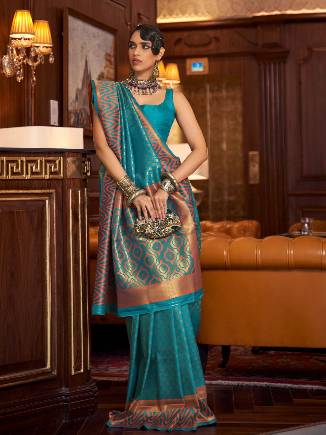 kanjivaram silk saree bridal saree reception silk saree zari woven saree wedding kanjivaram temple pallu saree heritage silk saree traditional silk drape regal indian saree banarasi look silk geometric border saree bold pallu silk gold motif saree sangeet silk saree bridesmaid silk saree festive kanjivaram silk royal look saree cultural drape silk