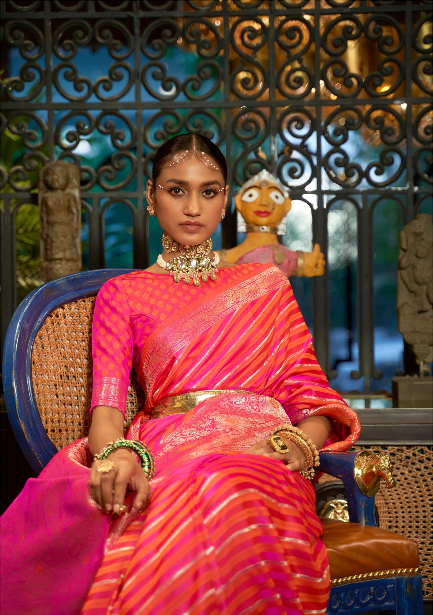 This Pink–Coral Satin Silk saree features exquisite zari weave, designed for weddings, festive events, and cultural celebrations. Ideal for graceful draping and traditional styling. SKU 287003. This Pink–Coral Satin Silk saree features exquisite zari weave, designed for weddings, festive events, and cultural celebrations. Ideal for graceful draping and traditional styling. SKU 287003.