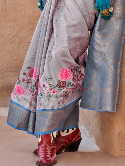 feathersoft saree floral print saree festive saree grid checks saree partywear drape floral saree for wedding printed pallu saree georgette feel saree lightweight ethnic wear floral silk saree modern wedding saree sangeet look saree haldi function saree saree for mehendi pastel print saree vibrant drape for party trending 2025 sarees printed border saree summer-friendly ethnic wear glam saree looks