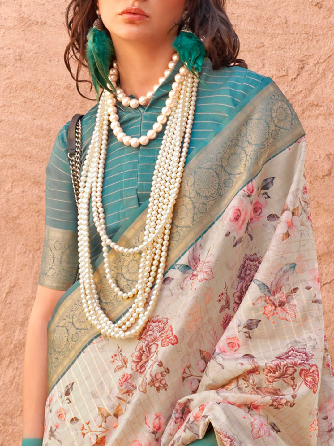 This Ivory Beige–Olive Green FeatherSoft saree features stunning printed floral work with floral detailing and grid textures, ideal for festive evenings and cocktail-ready styling. Designed for lightweight elegance and statement draping. SKU 376004. This Ivory Beige–Olive Green FeatherSoft saree features stunning printed floral work with floral detailing and grid textures, ideal for festive evenings and cocktail-ready styling. Designed for lightweight elegance and statement draping. SKU 376004.