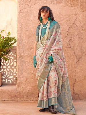 This Ivory Beige–Olive Green FeatherSoft saree features stunning printed floral work with floral detailing and grid textures, ideal for festive evenings and cocktail-ready styling. Designed for lightweight elegance and statement draping. SKU 376004. This Ivory Beige–Olive Green FeatherSoft saree features stunning printed floral work with floral detailing and grid textures, ideal for festive evenings and cocktail-ready styling. Designed for lightweight elegance and statement draping. SKU 376004.