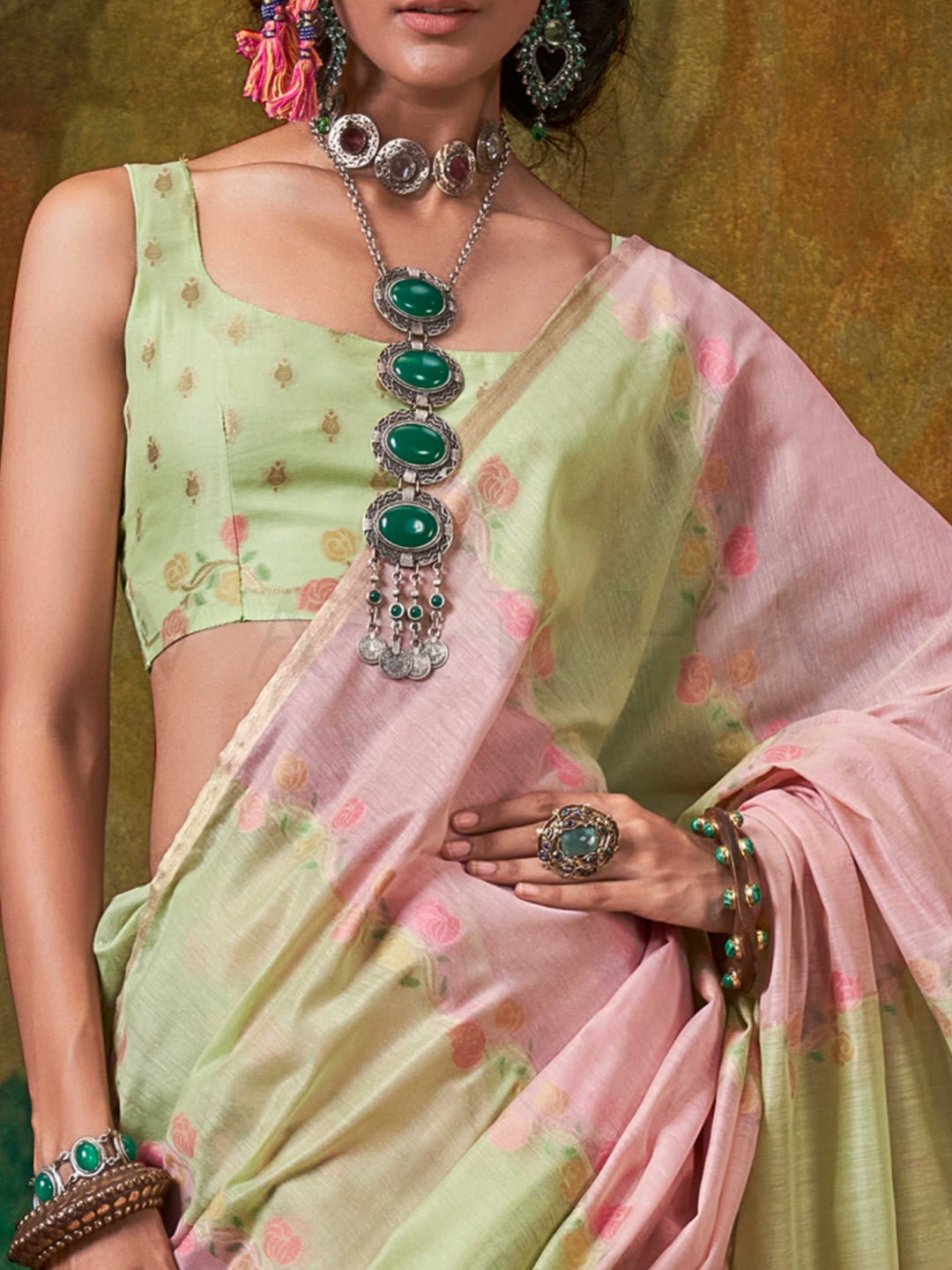 Blush Pink Lightweight Cotton Saree with Printed Design