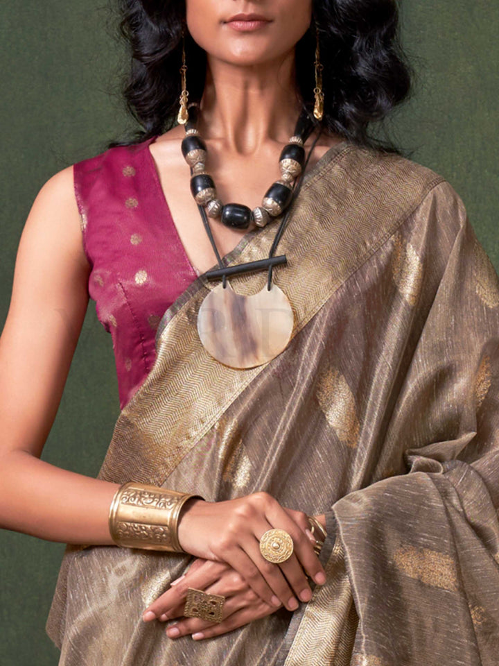 Antique Gold Paithani Banarasi Tissue Silk Saree