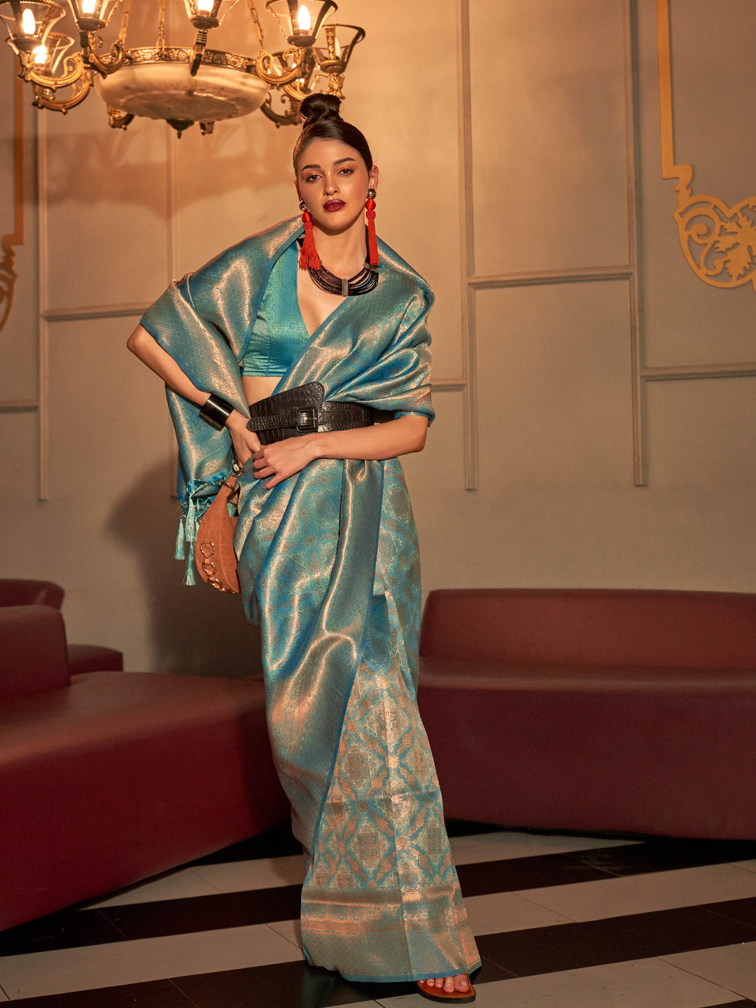 aqua kanjivaram silk turquoise zari saree bridal silk saree