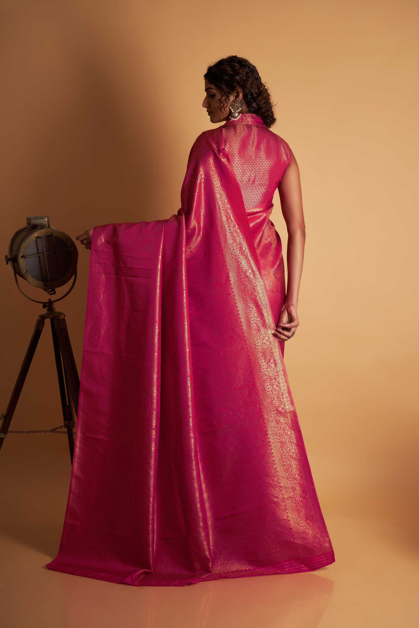 Pink Gold Zari Kanjeevaram Saree