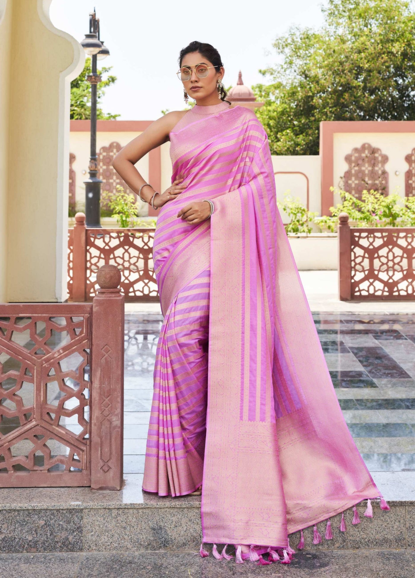 Natasha Luthra in Baby Pink Feather Soft Saree