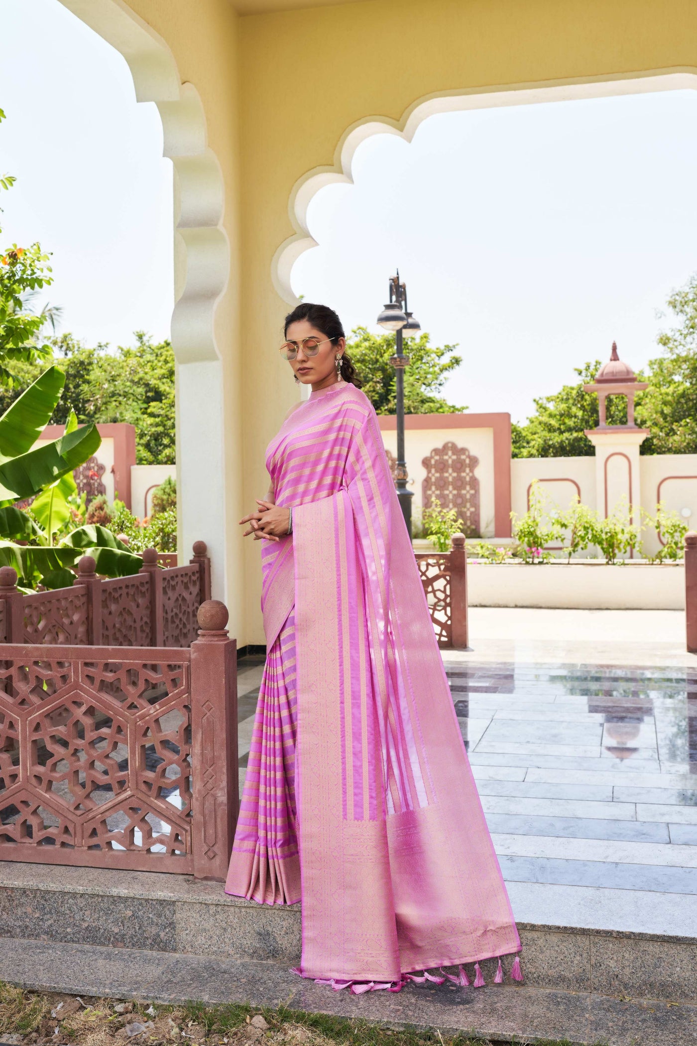 Natasha Luthra in Baby Pink Feather Soft Saree