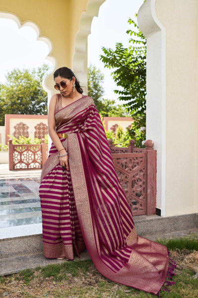 Grape Wine Feather Soft Saree