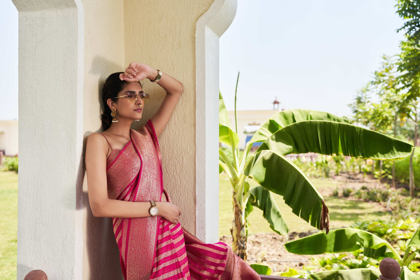 Strawberry Pink Feather Soft Saree