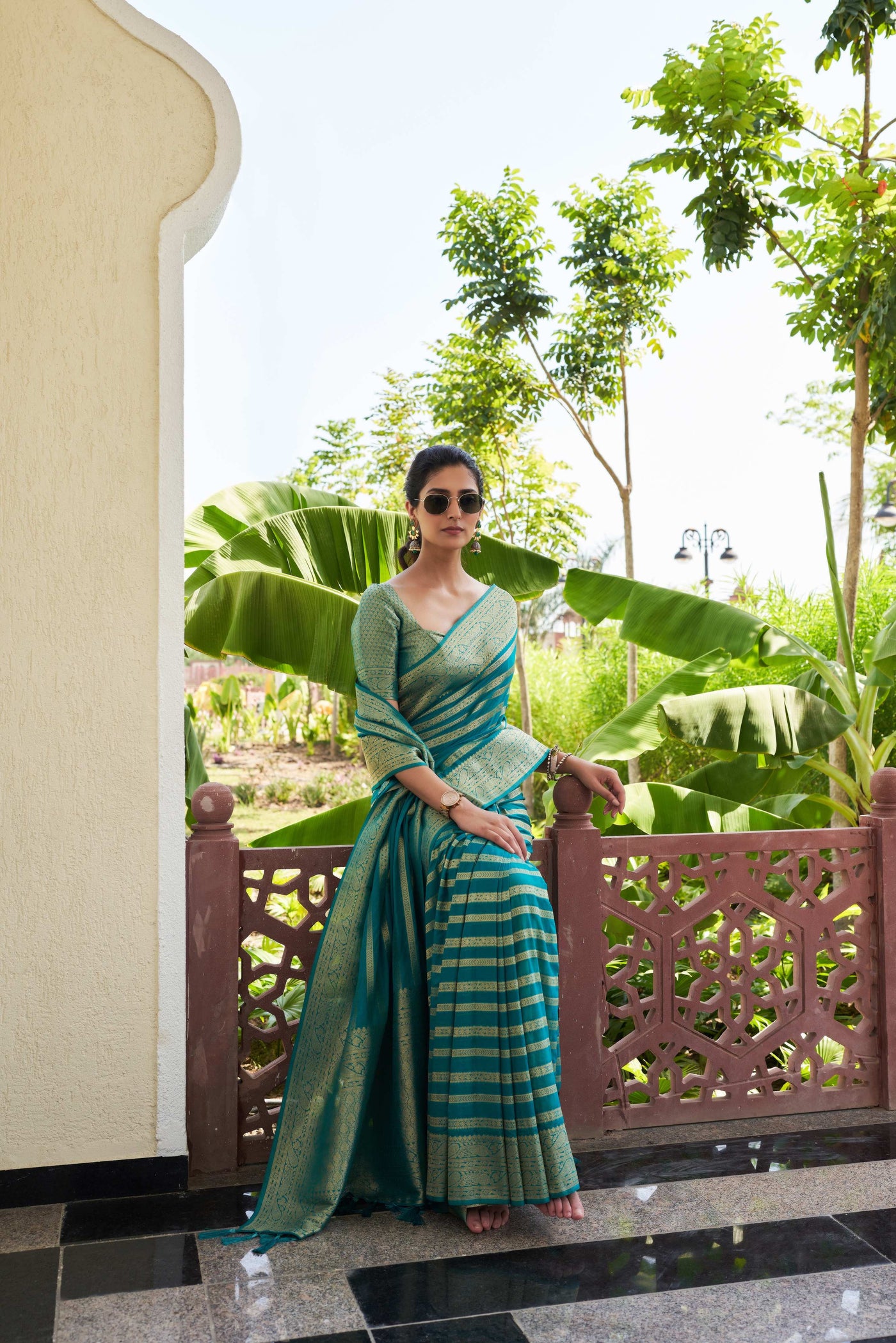 Sea Blue Feather Soft Saree